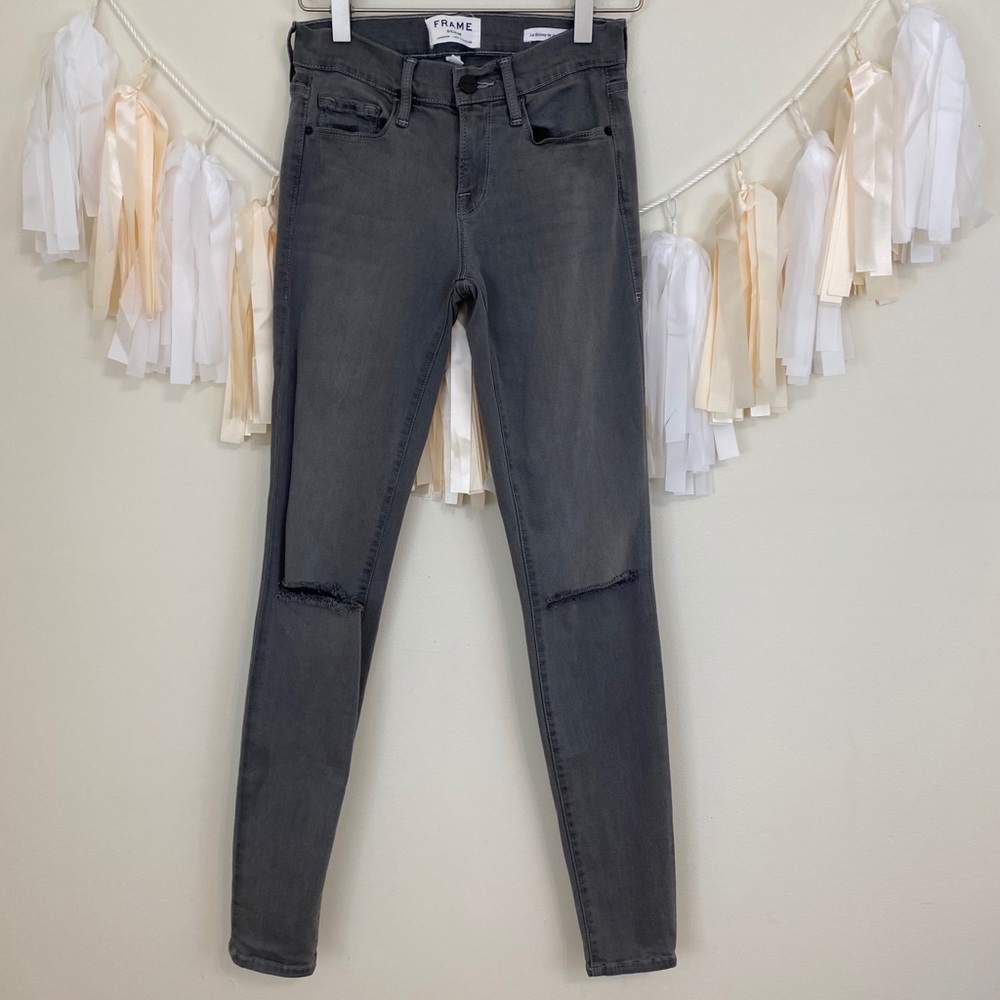 FRAME Le Skinny de Jeanne Distressed Ripped Jeans